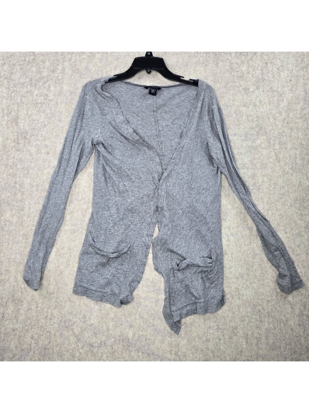 Moda International Women Gray Open-Front Cardigan Extra Small Lightweight Cotton